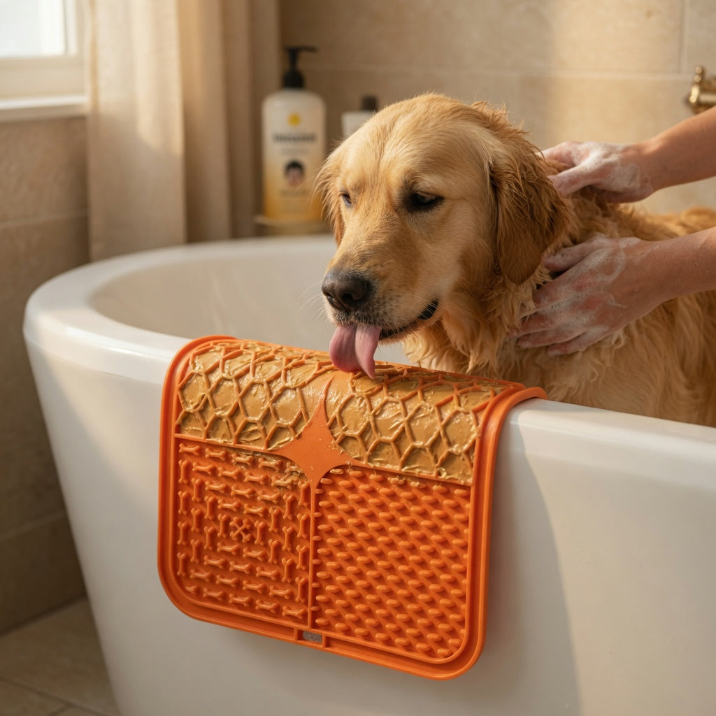 CalmLick™ Pro Silicone Dog Lick Mat – Anxiety Relief & Slow Feeder for Peanut Butter & Treats