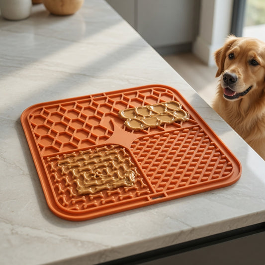 CalmLick™ Pro Silicone Dog Lick Mat – Anxiety Relief & Slow Feeder for Peanut Butter & Treats
