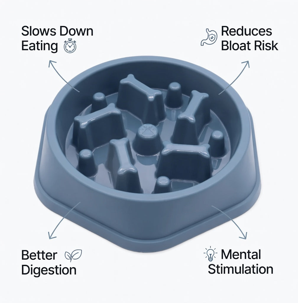 SlowFeeder™ Non-Slip Slow Feeding Dog & Cat Bowl – Reduces Bloat & Fast Eating