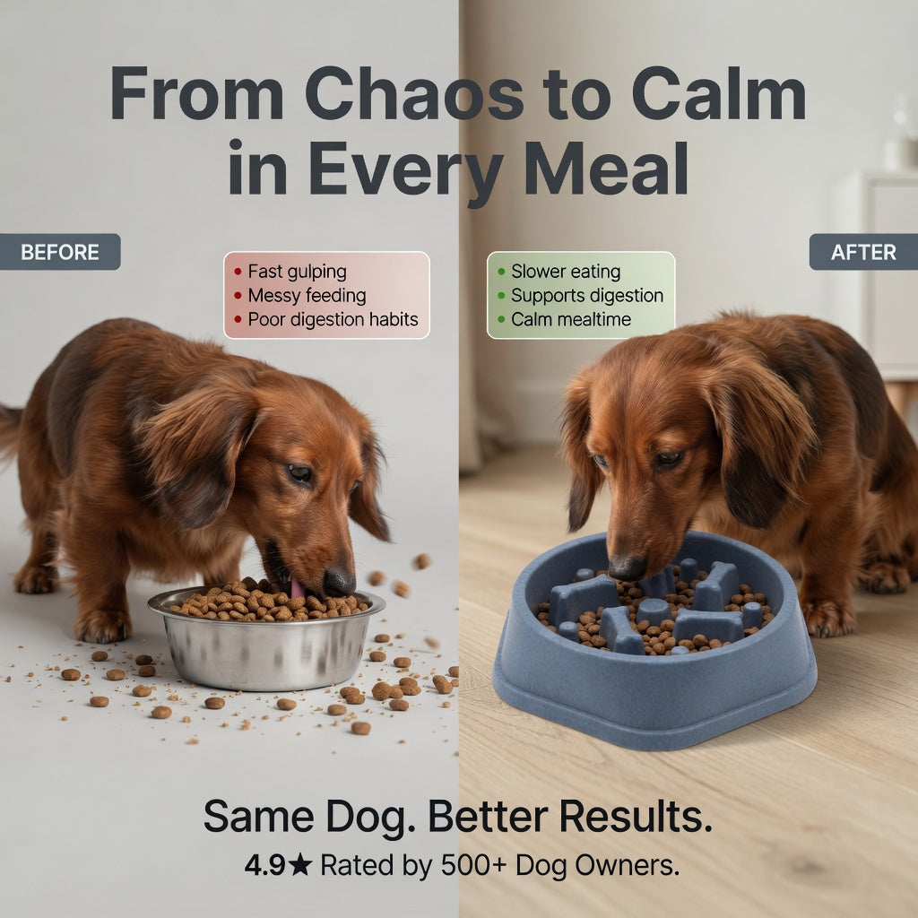 SlowFeeder™ Non-Slip Slow Feeding Dog & Cat Bowl – Reduces Bloat & Fast Eating