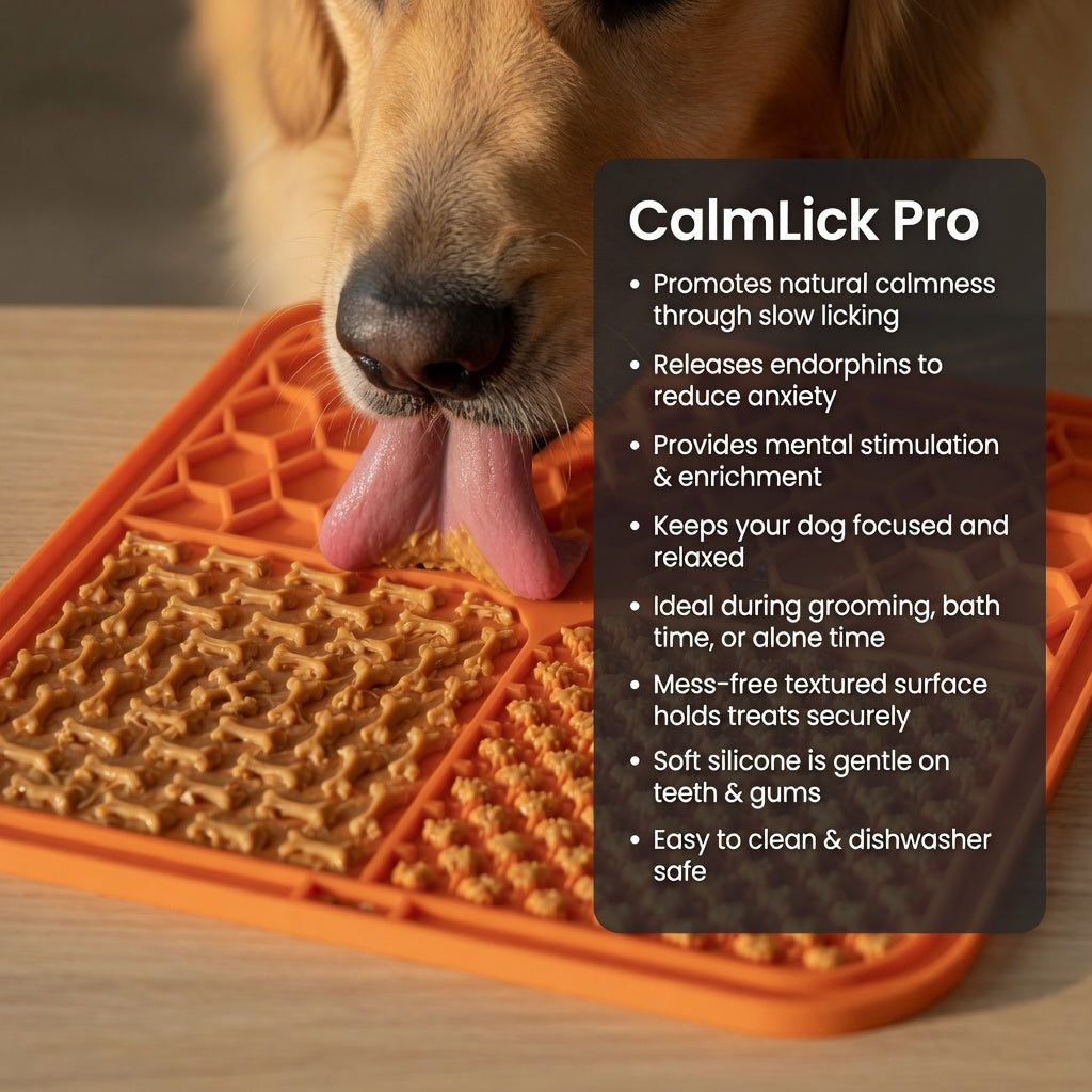 CalmLick™ Pro Silicone Dog Lick Mat – Anxiety Relief & Slow Feeder for Peanut Butter & Treats