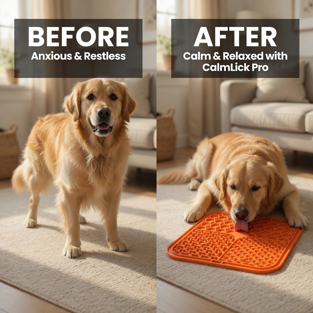 CalmLick™ Pro Silicone Dog Lick Mat – Anxiety Relief & Slow Feeder for Peanut Butter & Treats