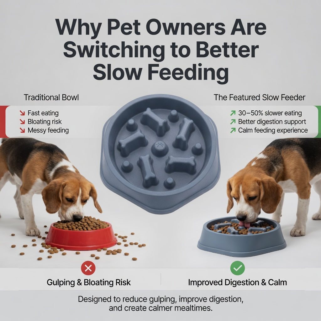 SlowFeeder™ Non-Slip Slow Feeding Dog & Cat Bowl – Reduces Bloat & Fast Eating